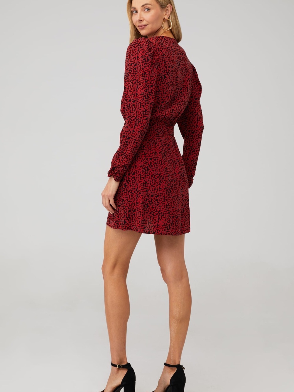 Free People Kinsley Red Floral Wrap Mini Dress - Picture 2 of 8
